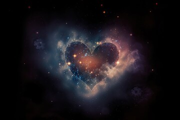 Wall Mural - heart, surrounded by a nebula of twinkling stars and dust, created with generative ai