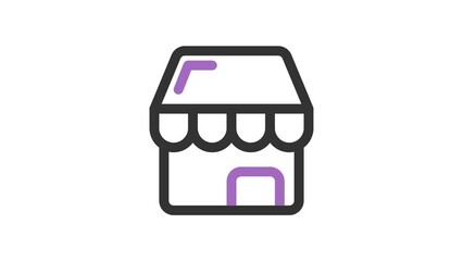 Shop, Web Interface animated icon on white background.
