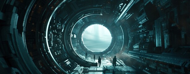 Poster - Abstract style on a blue background. display in futuristic cyberpunk style.