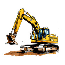 Excavator Flat Vector Logo Image, Generative Ai