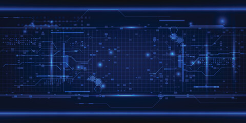 Abstract futuristic digital horizontal screen display layout for showcase with digital element grid line circuit decor.Future digital innonvation and technology concepts.Vector illustrations