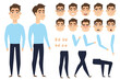 © VudiArts - Young man, character for animation. Set of face emotions, poses and gestures