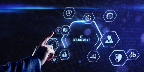Internet, business, Technology and network concept. IT consultant presenting tag cloud about information technology.