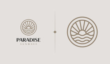 Sunset Wave Logo Template. Universal Creative Premium Symbol. Vector Illustration