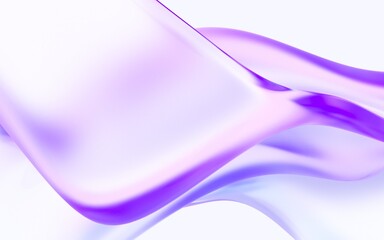 Aufkleber - abstract glass wavy shapes with colorful gradient. 3d rendering illustration for graphic design, presentation or background