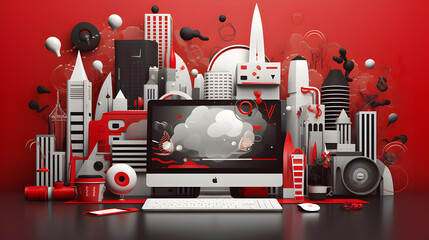 red tecnology desktop, computing