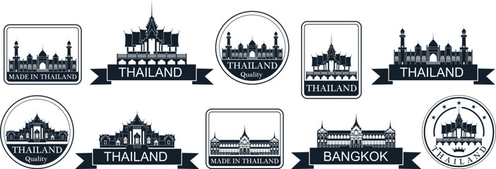 Wall Mural - Thailand set. Isolated Thailand on white background