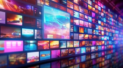 Poster - Digital Technology Concept of Image Display on Screens Generated by AI