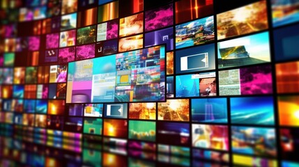 Poster - Digital Technology Concept of Image Display on Screens Generated by AI