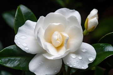 Wall Mural - close-up of gardenia flower, with its delicate petals and sweet scent, created with generative ai