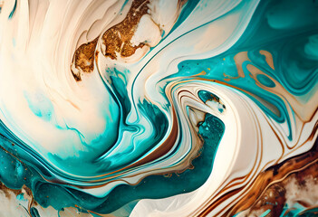 Marble texture. Eastern technique . Contemporary art. Golden and turquoise mixed acrylic paints. Can be used as a trendy background for wallpapers, posters, cards, invitations, websites.