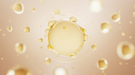 3d collagen skin serum and vitamin illustration isolated on soft color background. concept skin care