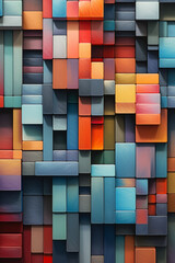 Poster -  An abstract painting featuring a grid of intersecting geometric shapes in a monochromatic color palette, creating a sense of order and structure. Generative AI technology.