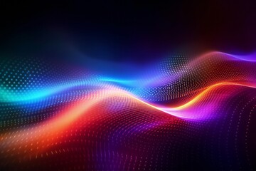 Aufkleber - Vibrant abstract waves of light with digital dotted patterns, symbolizing motion, technology, and futuristic energy.