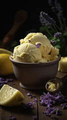 Wall Mural - Scoop of refreshing lemon - lavender gelato