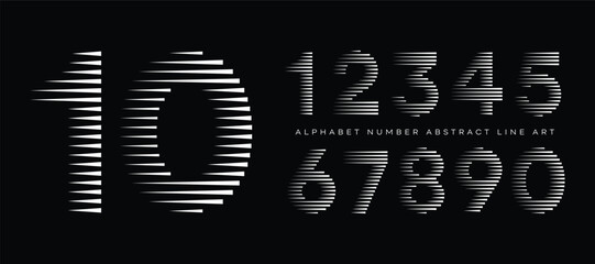 Number Font with Horizontal Speed Line Pattern