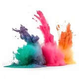 Fototapeta Konie - Explosion of colored powder on white background.