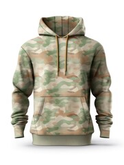 Wall Mural - Blank camouflage male hoodie sweatshirt long sleeve. Generative ai