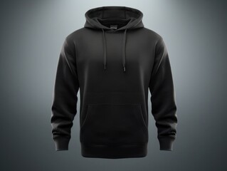 Wall Mural - Blank black male hoodie sweatshirt long sleeve. Generative ai