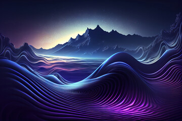 Wall Mural - psychic waves background. futuristic technology landscape background. generative ai