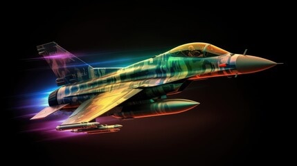 Wall Mural - Motion colorful airplane concept art  - Illustration created with generative ai technology