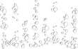 Underwater air bubbles  decoration elements. Fizzy water or soap foam texture. Vector isolated outline design element. Horizontal border with streams