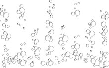 Underwater Air Bubbles  Decoration Elements. Fizzy Water Or Soap Foam Texture. Vector Isolated Outline Design Element. Horizontal Border With Streams