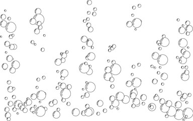 underwater air bubbles decoration elements. fizzy water or soap foam texture. vector isolated outlin