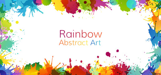 Wall Mural - rainbow abstract creative banner from paint splashes.