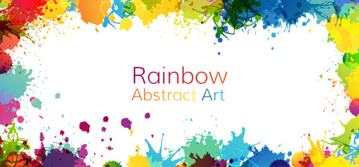 Wall Mural - rainbow abstract creative banner from paint splashes.