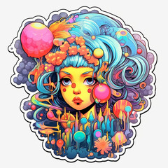 Sticker - child with flowers