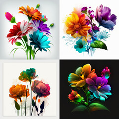 Canvas Print - set of flowers