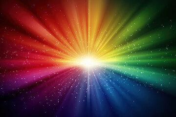 Rainbow sunburst background with glittering stars