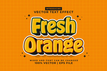 Wall Mural - Editable text effect Fresh Orange 3d Cartoon template style premium vector