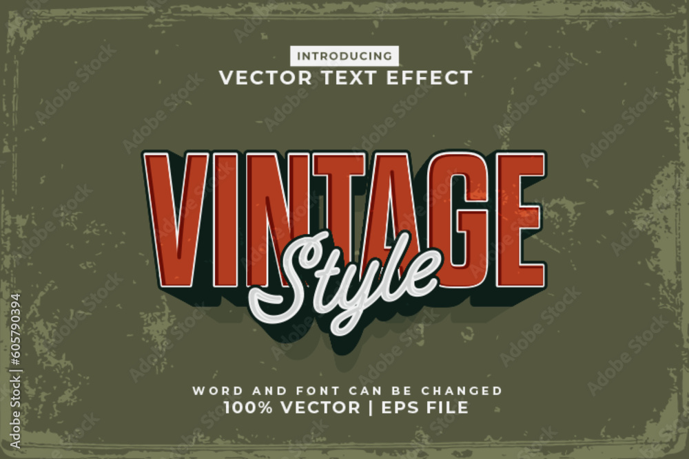 Editable text effect Vintage 3d template style premium vector Stock ...