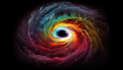 Wall Mural - rainbow galaxy with stars in outer space (generative ai)