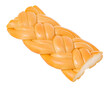 Suluguni smoked pigtail cheese, cut part, isolated on transparent background