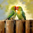 Affectionate Fischer's Lovebird Couple Sharing a Tender Moment