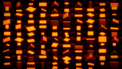 Wall Mural - red and orange cuboids - graphic randomize concept - abstract 3d illustration