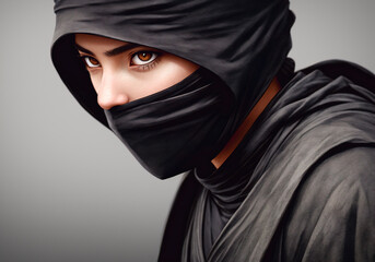 Ninja, a warrior in a black mask. Generative AI.