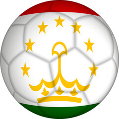 Wall Mural - Football ball with Tajikistan flag pattern.