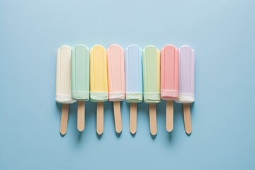 Sticker - Ice cream sticks on a pastel background. Generative AI