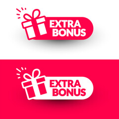 rounded label with gift icon and text extra bonus