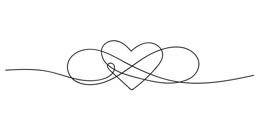 Wall Mural - Infinity love icon. Continuous line art drawing Heart with Infinity symbol. Friendship and love concept. Best friend forever. Vector illustration