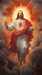 Canvas Print - Sagrado Corazón de Jesús, Sacred Heart of Jesus. Divina misericordia. Divine mercy