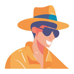 Wall Mural - Modern man wearing sunglasses, smiling character