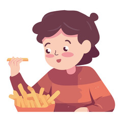 Poster - Cute cartoon child eating fun meal