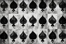 Wallpaper For Seamless Spades Playing Card Suit Pattern Painted With Black And White Paint Tileable Grunge Hand Drawn Alice In Wonderland Wallpaper Design Motif Gaming Gambling Or Poker  Generative Ai