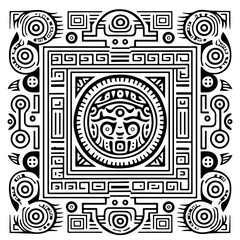 Wall Mural - Aztec Mayan totem tattoo vector icon 