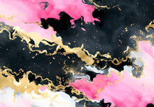 Vector Black Pastel Pink White Gold Marble Painting Watercolor Background